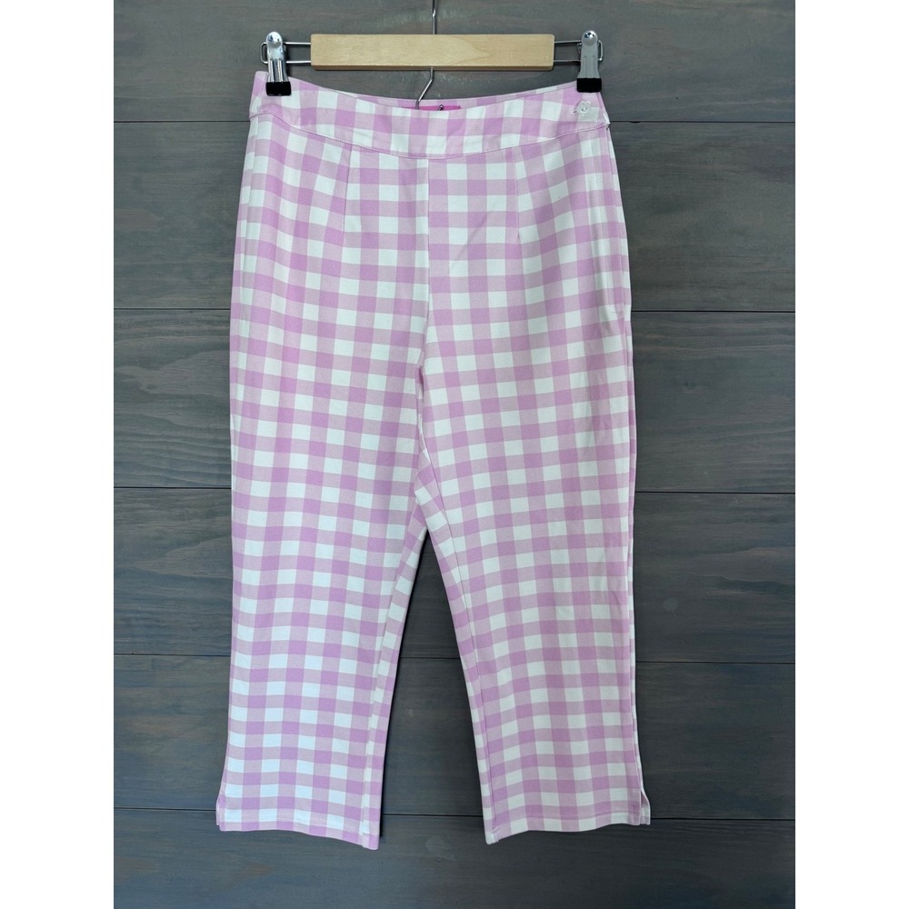 Sugar Thrillz Rooftop‎ Memories High Waist Gingham Pink White Capri Pants Small